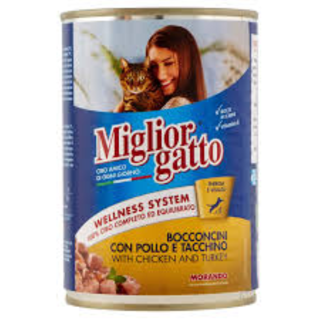 MIGLIORGATTO CANNED CAT FOOD CHICKEN N TURKEY 405G